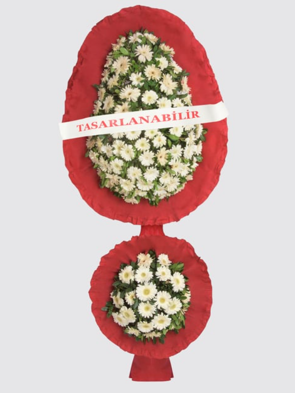  Antalya Çiçek Gönder - Beyaz Gerberalar Çift Katlı Çelenk