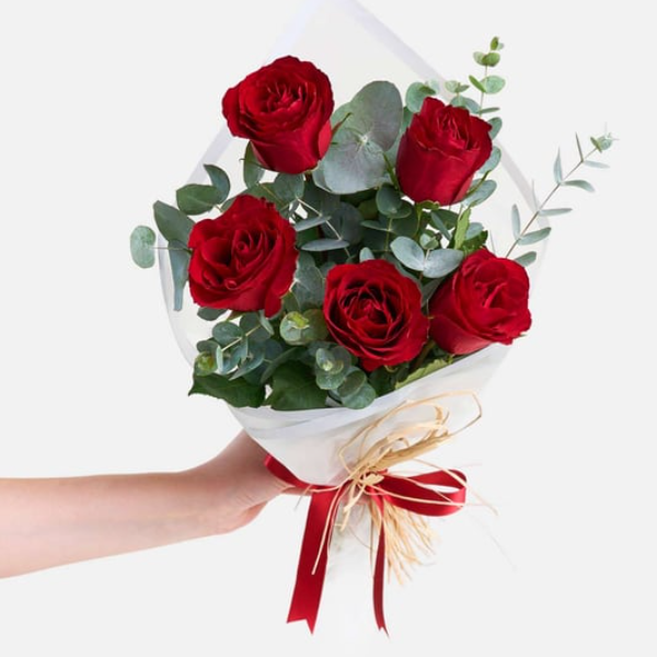  Antalya Çiçekler - 5'li Kırmızı Gül Buketi