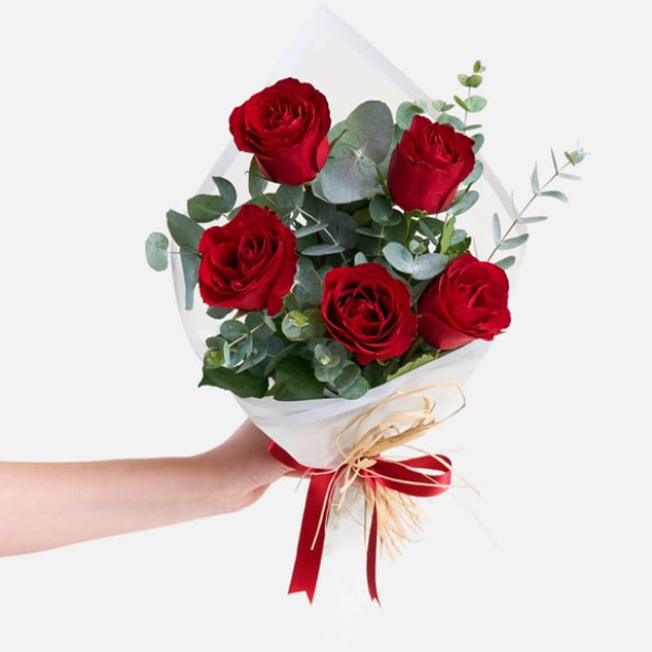  Antalya Çiçek Gönder - 5'li Kırmızı Gül Buketi
