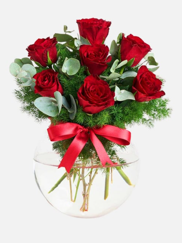 Antalya Çiçek Siparişi - Akvaryum Cam Vazoda Kırmızı Gül