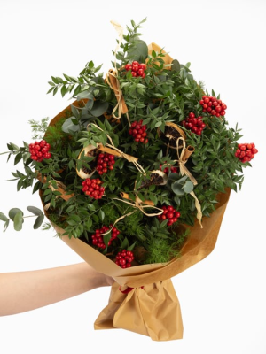  Antalya Çiçek Gönder - Kraft Buket Kağıdında Kokina Yılbaşı Çiçeği