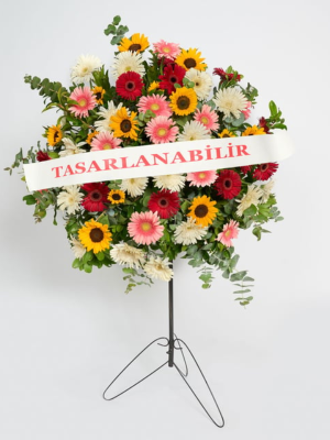  Antalya Çiçekçi - Renkli Gerberalar ve Ayçiçekleri Ferforje Çelenk